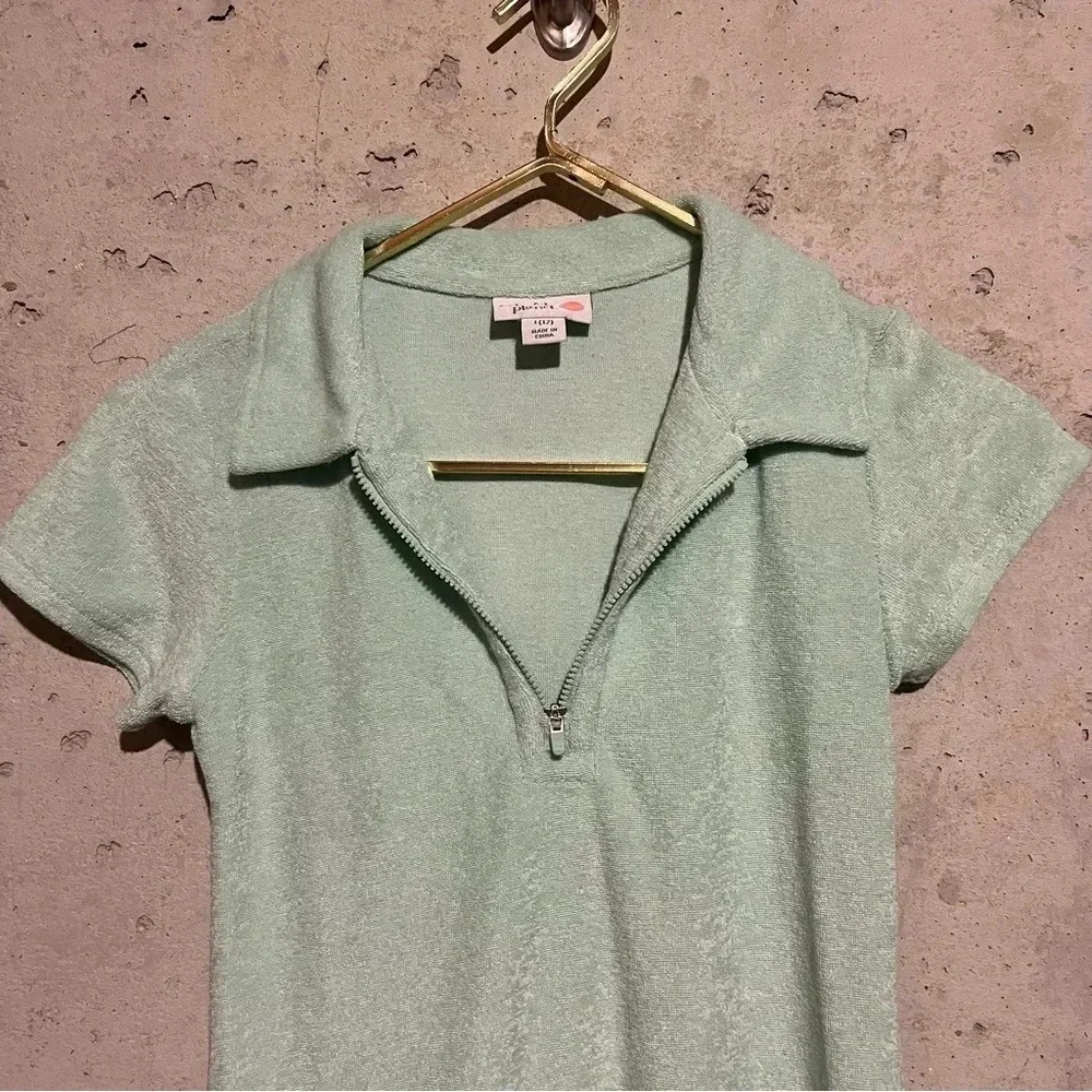 Girls Colorful Planet Terry Swim Coverup Dress Sz L 12 Mint Green Polo Pullover
